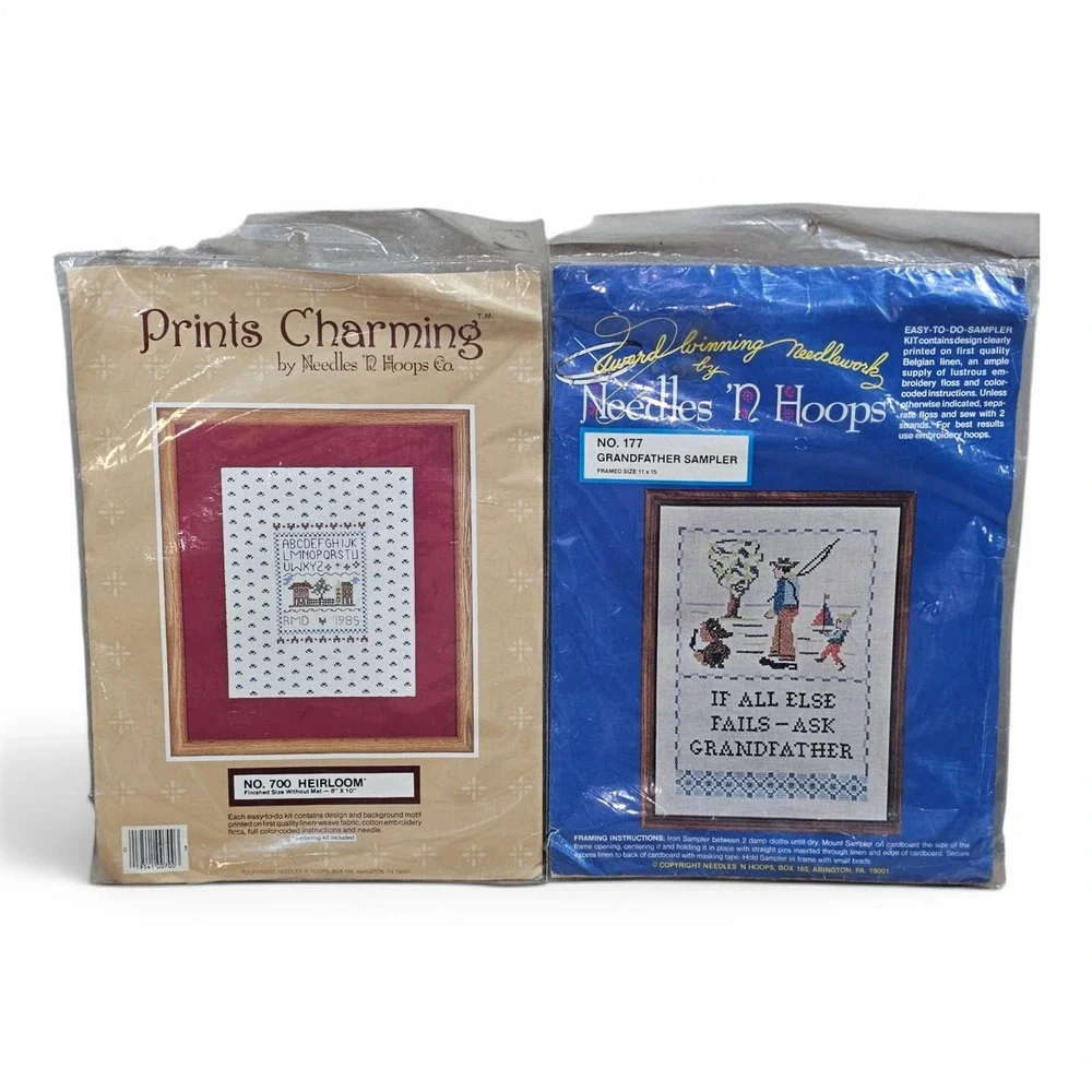 Cross Stitch Kits Multi New Vintage Needles N Hoops Sampler Set 2pk